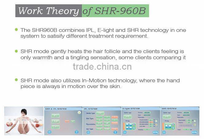 Higher energy e-light ipl shr hair removal laser machine for Spa and clinic