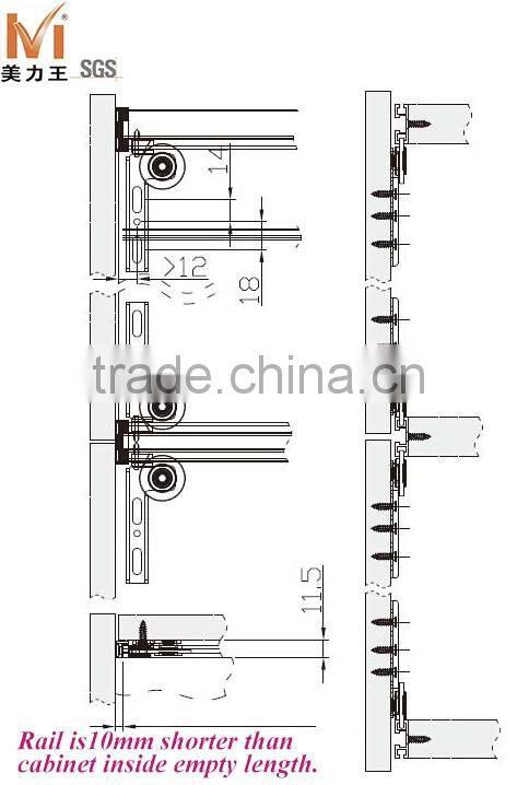 Wardrobe Light-duty Sliding Closet Door Roller Fittings Hardware System