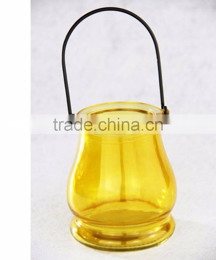 Tall colored glass candle holder glass container for candles