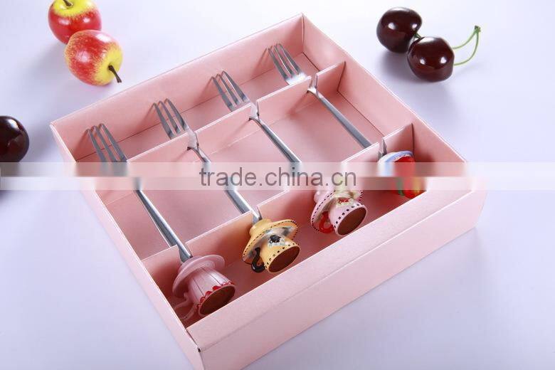 Cute creram polyresin head spoon, spoon rest, cutlery with long handle