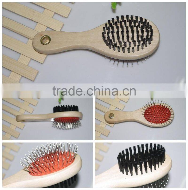 Wooden pet hair brush for dog hair removal