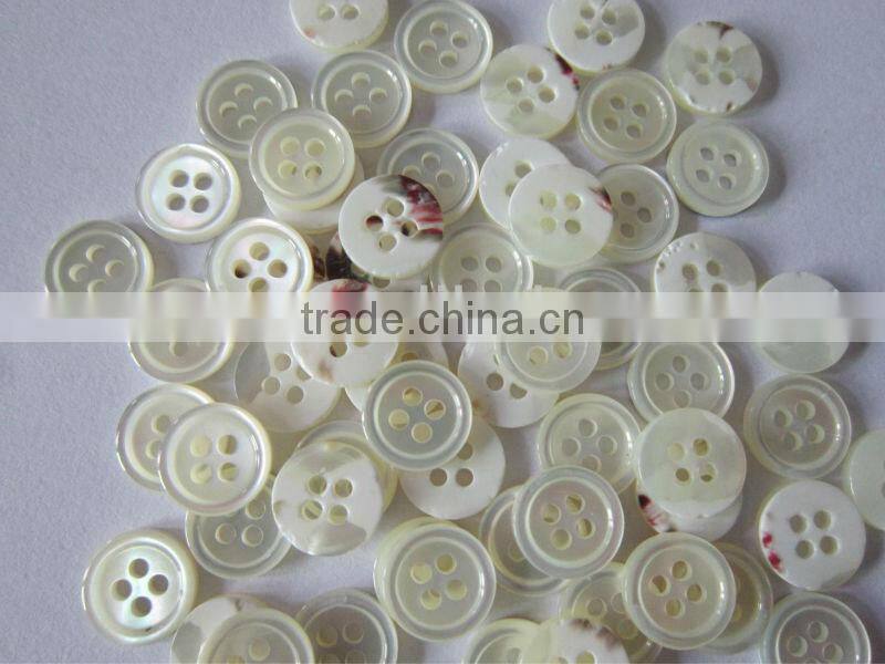 bleached 4 holes white trocas shell buttons with rim