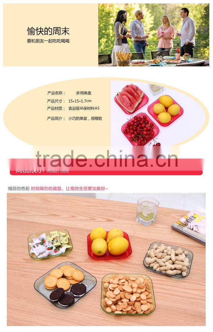 Colored Transparent Snack Dishes/Candy Fruit Holder Plate package of 4pcs