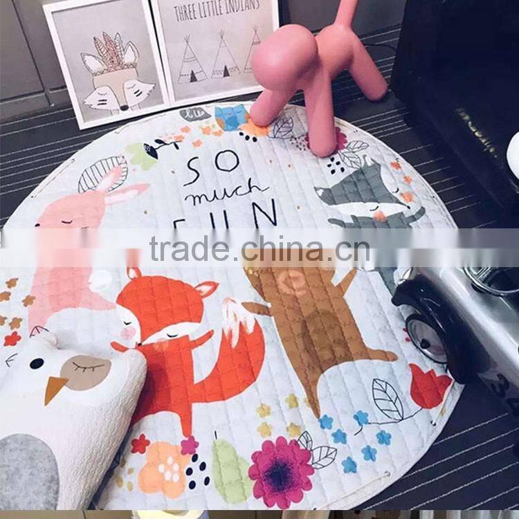Promotional gift Portable Baby Kids children cotton Gym Play Mat Soft Cotton Toys Storage Bag