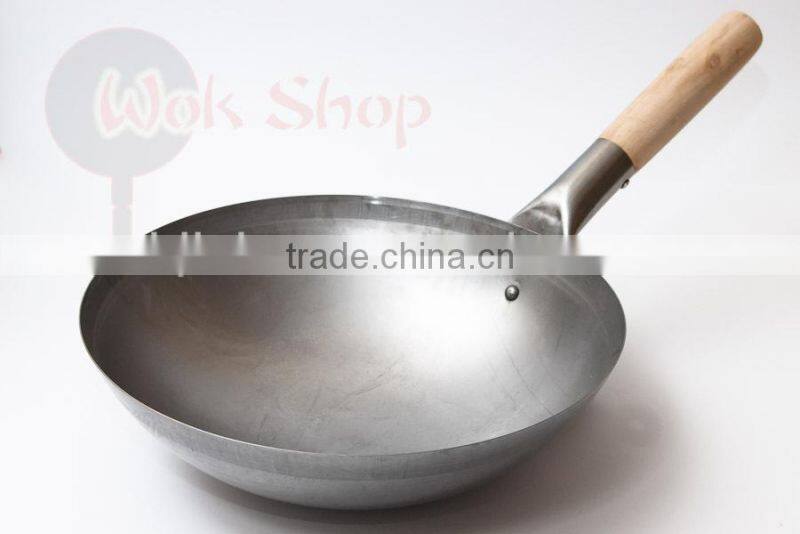 Signle Wooden Handle Chinese Pan Carbon Steel Material Wok