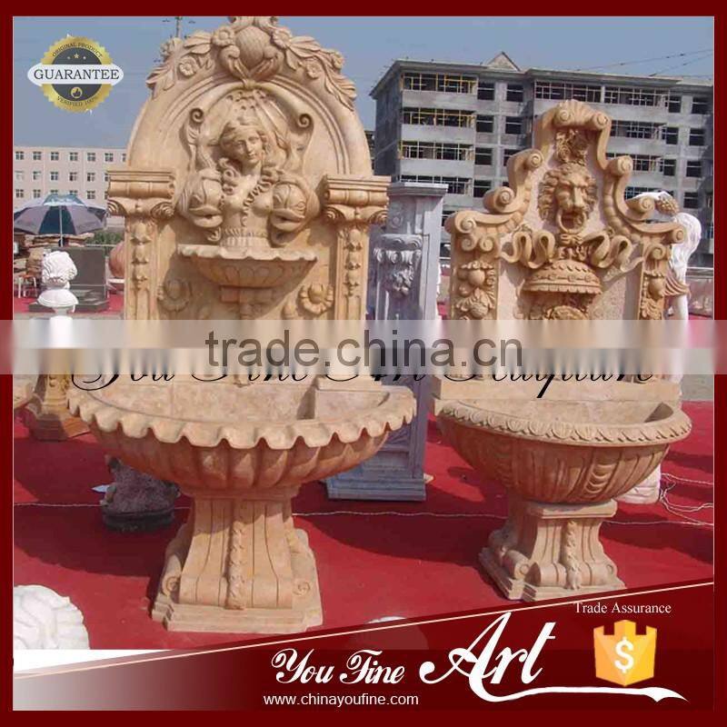 Hand Carved Marble Lady Wall Water Fountain With Fish