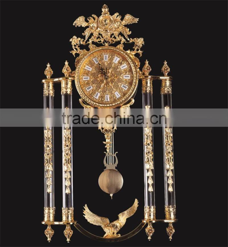 Luxury Royal Crown Brass Clocks, Brass Wall Clocks, Brass Floor Clocks 24K Gold Plated, Brass Mounted Art