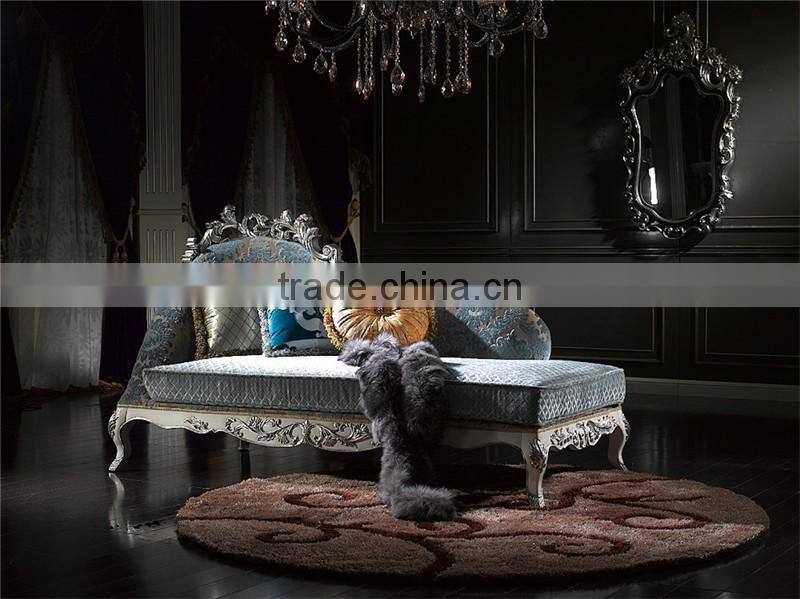 Fontaineblea Elegant Soft Baby Blue Printed Fabric Sectional Sofa Seats