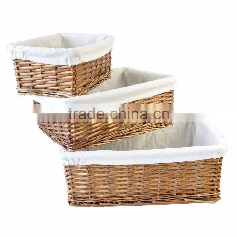 Rectangular Honey Wicker Storage basket Willow Wicker Hamper Storage Basket-With Cream Linning