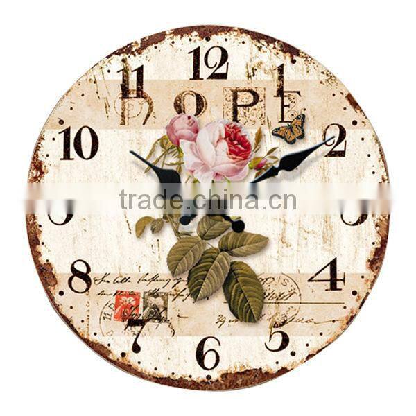 Antique Decorative MDF Round Wall Clock Wooden Wall Clock