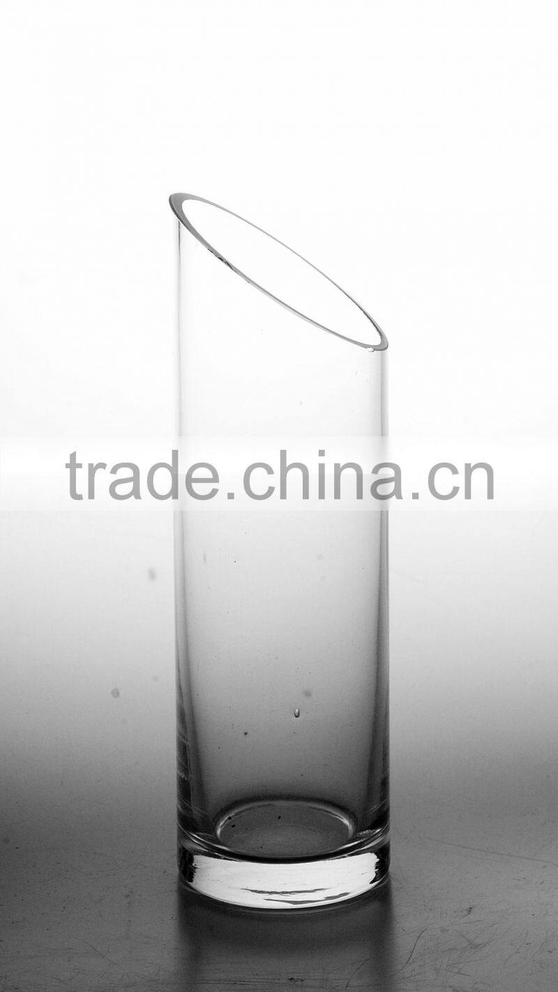 oblique cut colored cylinder glass vases