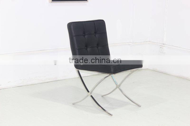 modern stainless steel dining chair steel base PU chair