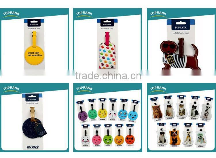 Toprank New Product Cute Cartoon Dog Shaped PU Leather Luggage Tag Personalized Airplane Travel Baggage Luggage Tag