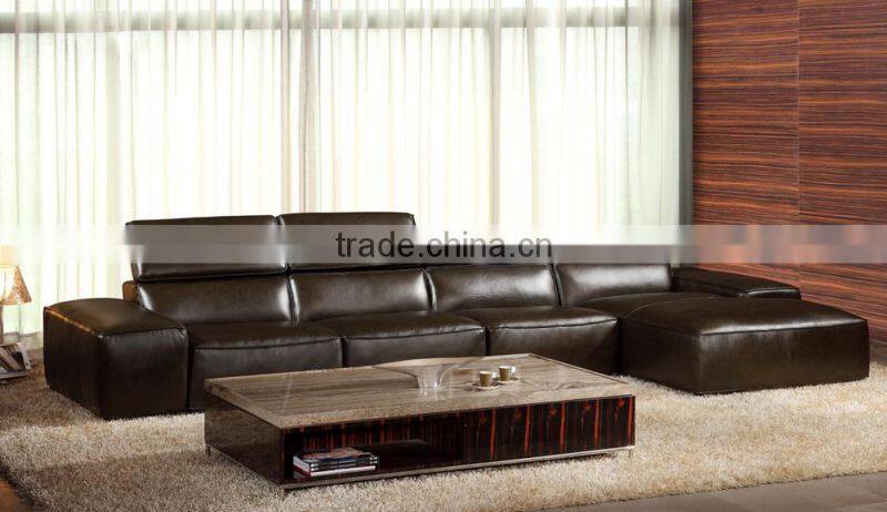 Italian Comfortable Brown Color Corner leather sofa
