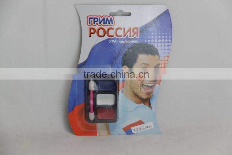 fans safe 3 colors face paint with brush, customized football safety face paint with brush