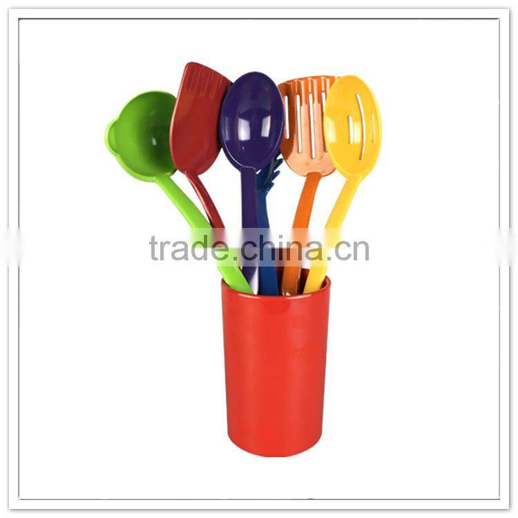 7pcs 100% melamine Food grade single color 33long modern kitchen sets with holder bucket