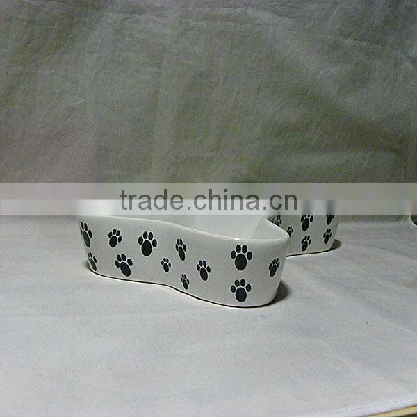 Ceramic Bone Shaped Dog Bowl