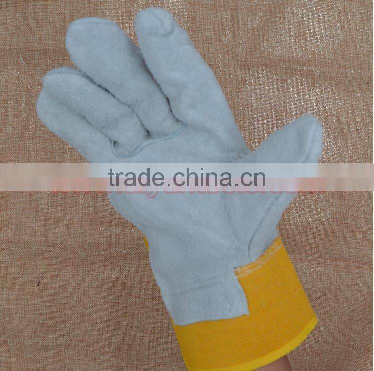 Color Safety Gloves,Cow Split Leather Work Glove,Leather cotton Welding Gloves