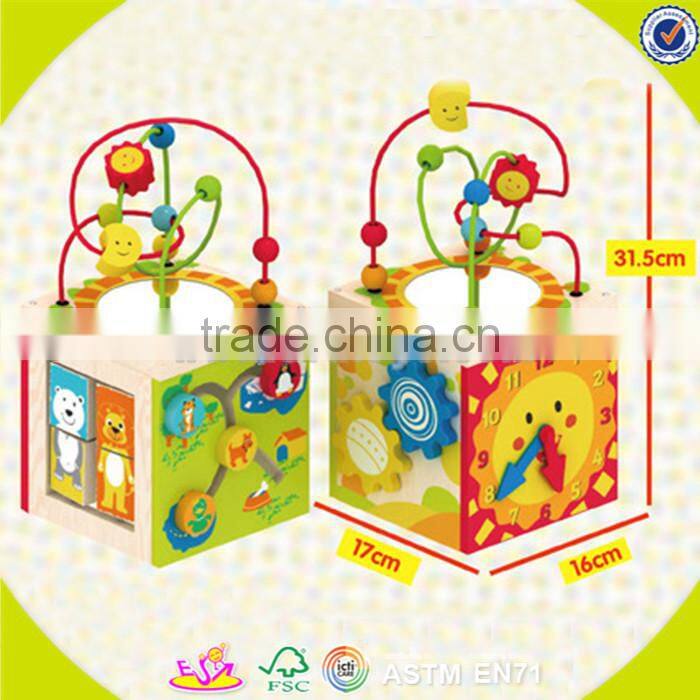 wholesale baby wooden cube beads toy, high quality kids wooden cube beads toy, hottest wooden cube beads toy W11B058