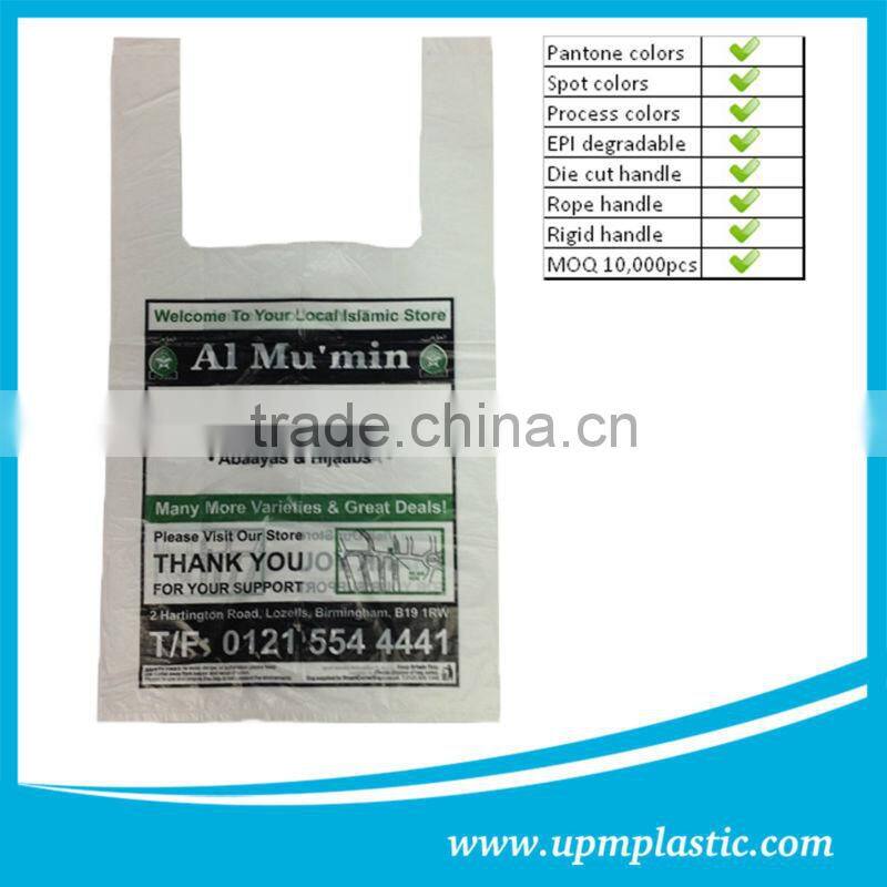 Degradable epi biodegradable HDPE plastic singlet shopping bag