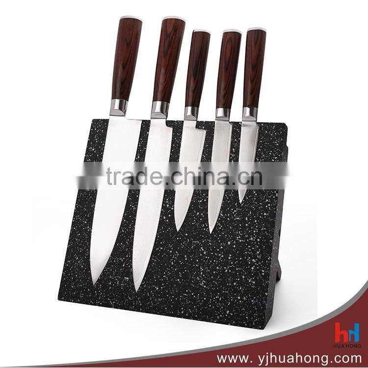 Wooden Handle Stainless Steel Knife Set with Bamboo Block
