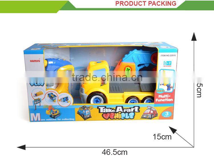 Children educational assemble cheap plastic toy trucks