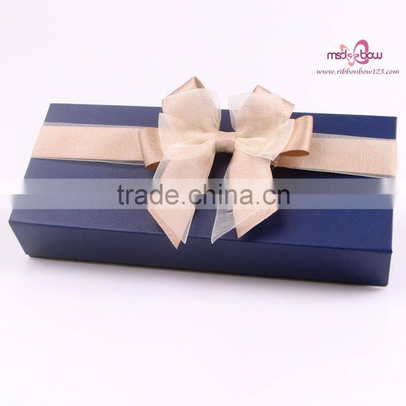 White double faced satin ribbon bow