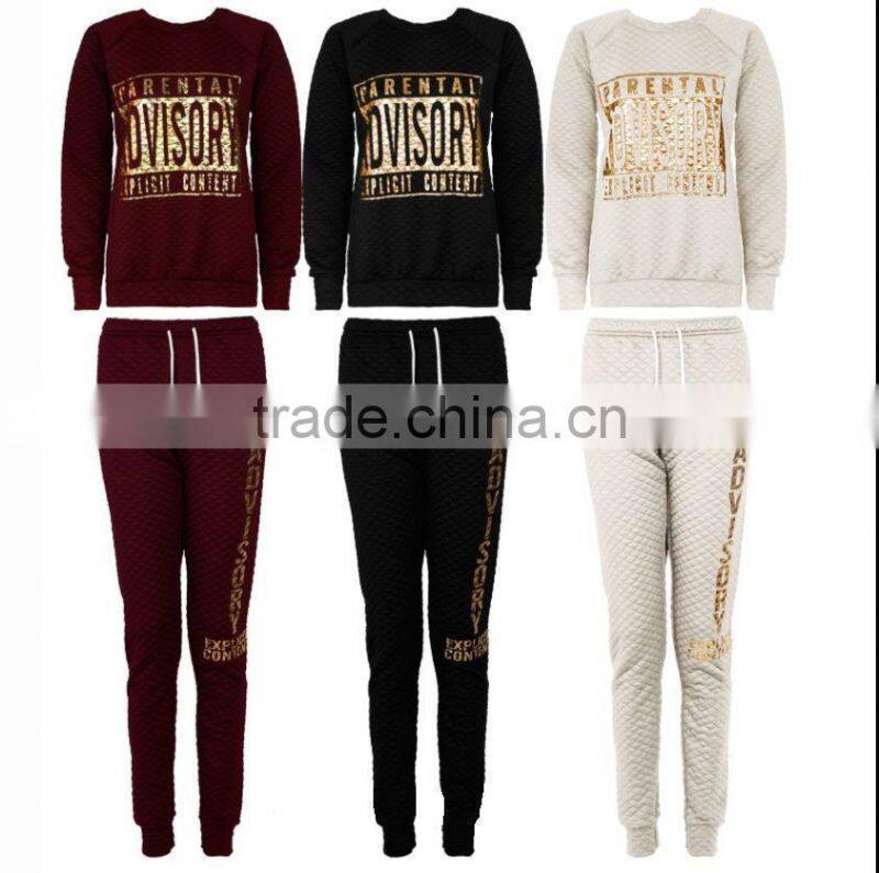 LADIES QUILTED PARENTAL WOMENS SWEATSHIRT TRACKSUIT