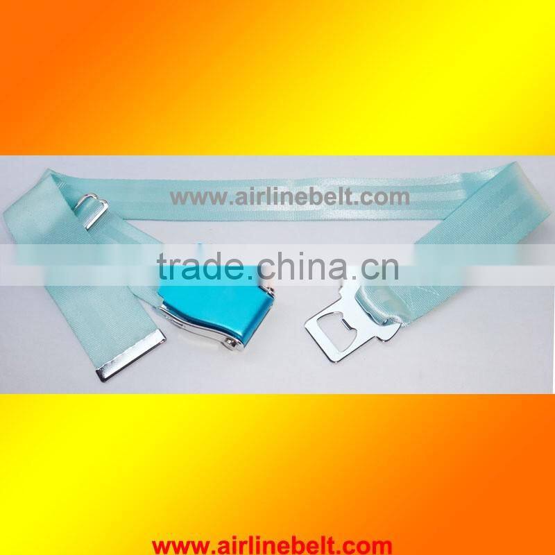 Various colors airplane belt with metal end pieces/Beer bottle opener
