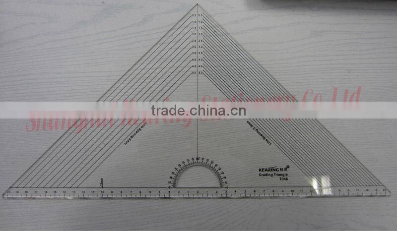 Kearing Grading Triangle Rulers Transparent Acrylic Scale Triangular Rulers with Protractor # T045