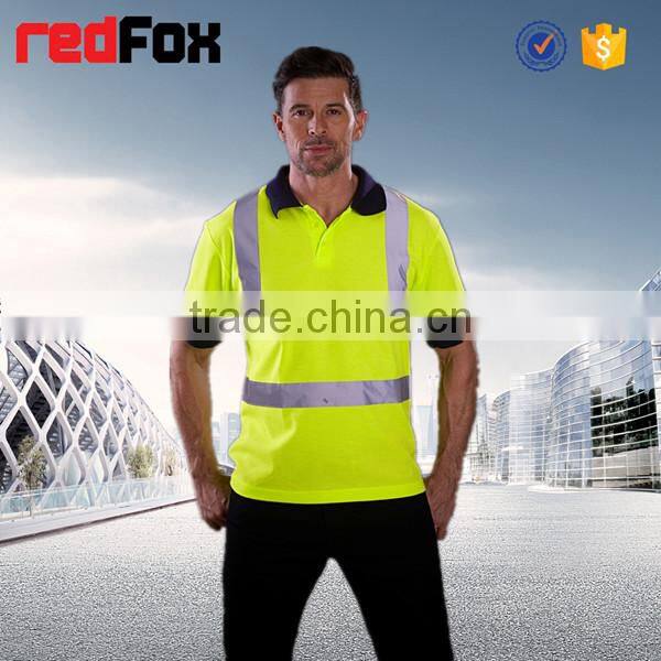 short sleeve fluorescent safety reflective hi vis shirt