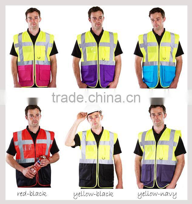 with pocket high visibility reflective el safety vest