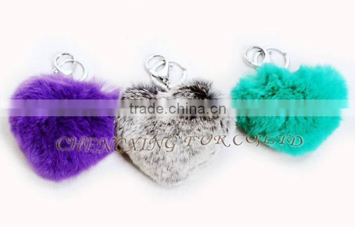 CX-R-46 Lovely Fashion Genuine Rex Rabbit Fur Keychain