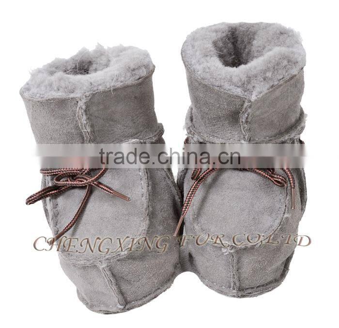 CX-SHOES-05C Chengxing Fur Wholesale Real Sheepskin Baby Shoes
