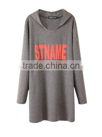 autumn season women's Plus Size custom text printing Hooded Long Hoodie