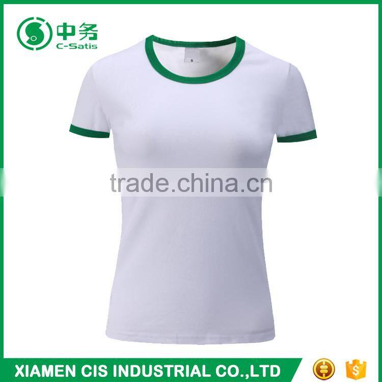 2017 Latest Fashion Summer 100% Cotton Slim Fit Round Neck Women Blank T Shirt