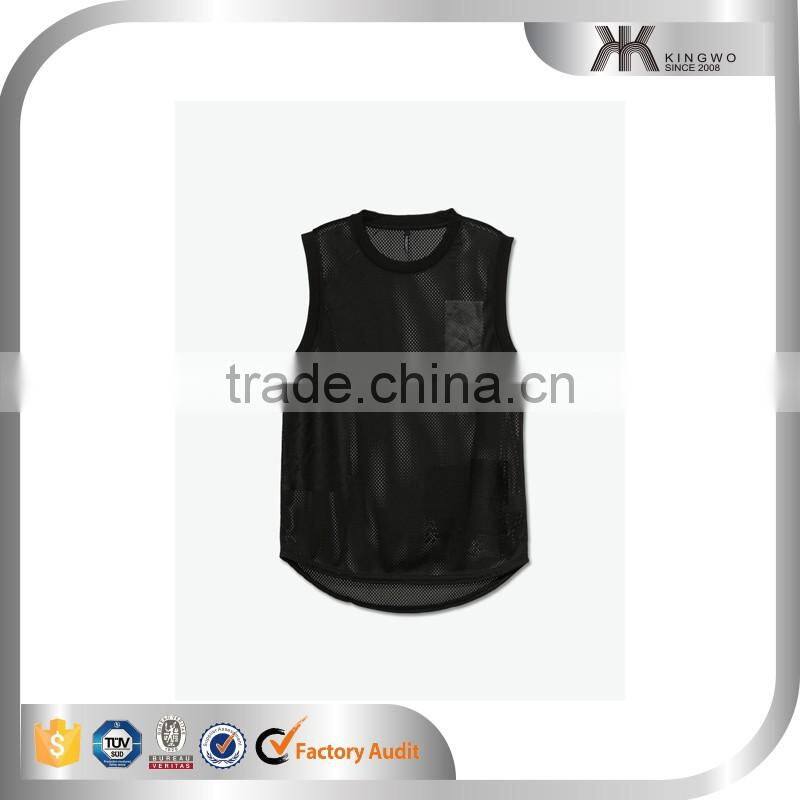 mens printed mesh t shirt sleeveless mesh t shirt new design