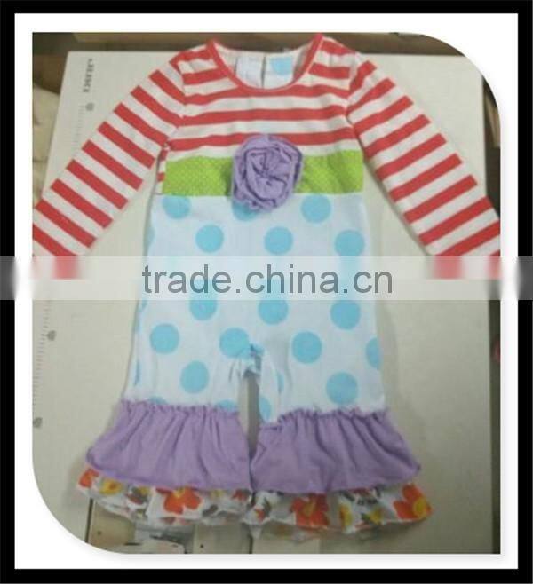 2016 China supplier baby romper set wholesale knitted cotton romper striped & dots baby bubble romper