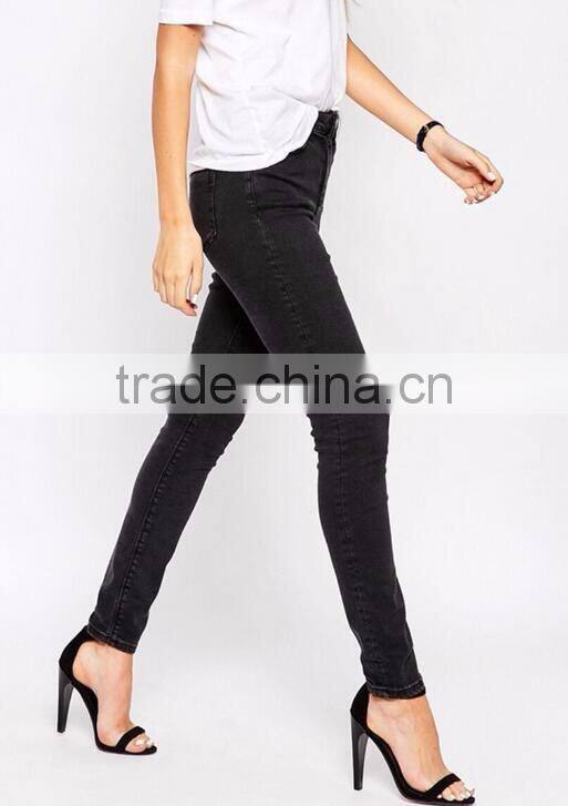 Runwaylover wholesale factory price jeans high waist cotton fabric women skinny denim jeans