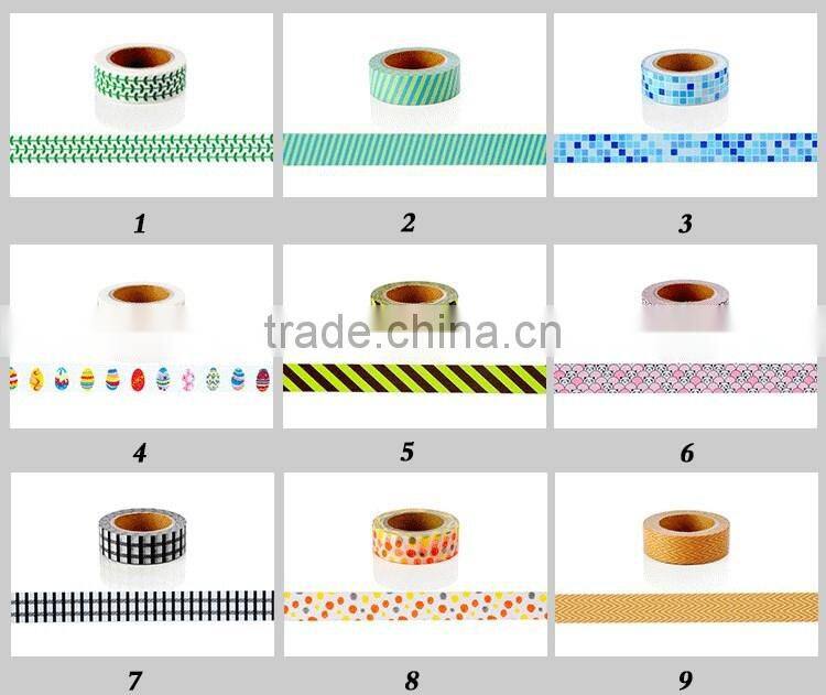 Different patterns washi tape customized colors adhesive paper tape 1.5cm*10m