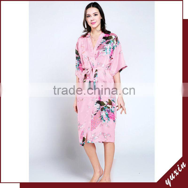 Factory wholesale satin plain bath robe satin robe silk robe WR013
