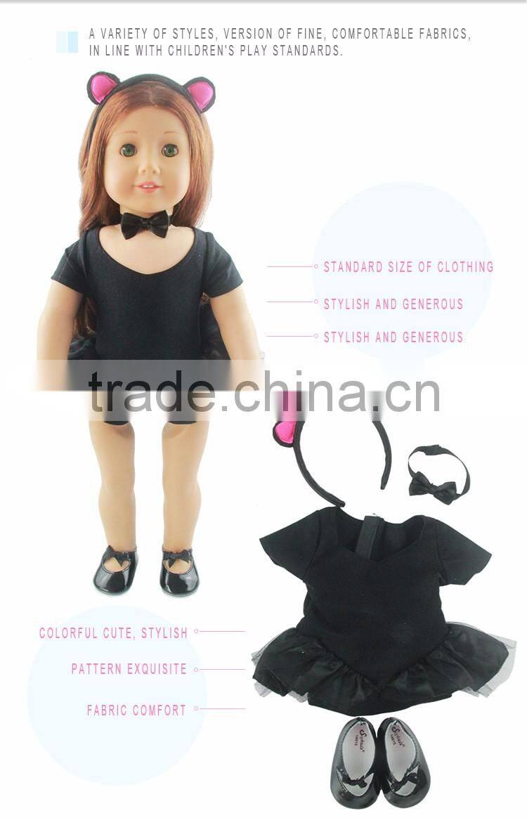 wholesale 18 inch black cute knit dancewear american girl baby doll clothes