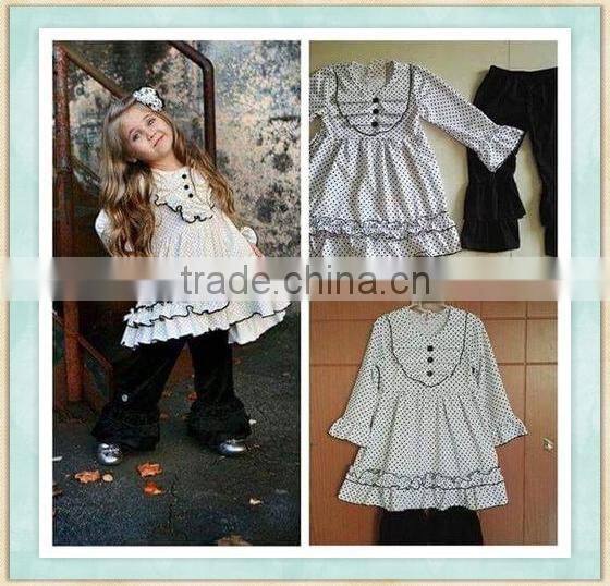 2017 polka dots kurti designs baby girls long sleeve fall outfit real picture OME service