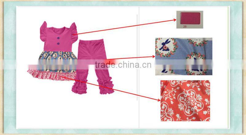 New style Ibear Garment kids clothing children flutte sleeve outfit wholsesale in alibaba