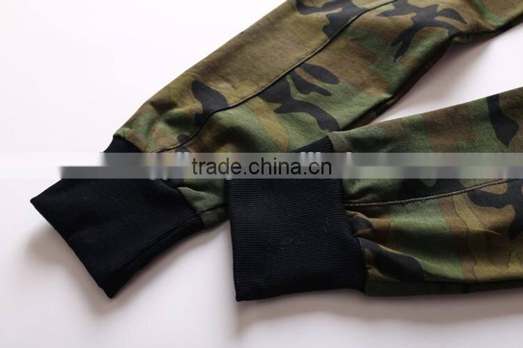 mens fashion camo/camouflage military jogger pants with leather drawstring