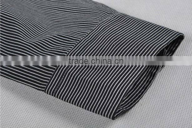 new men's 100% cotton black white striped long sleeve slim fit business shirt