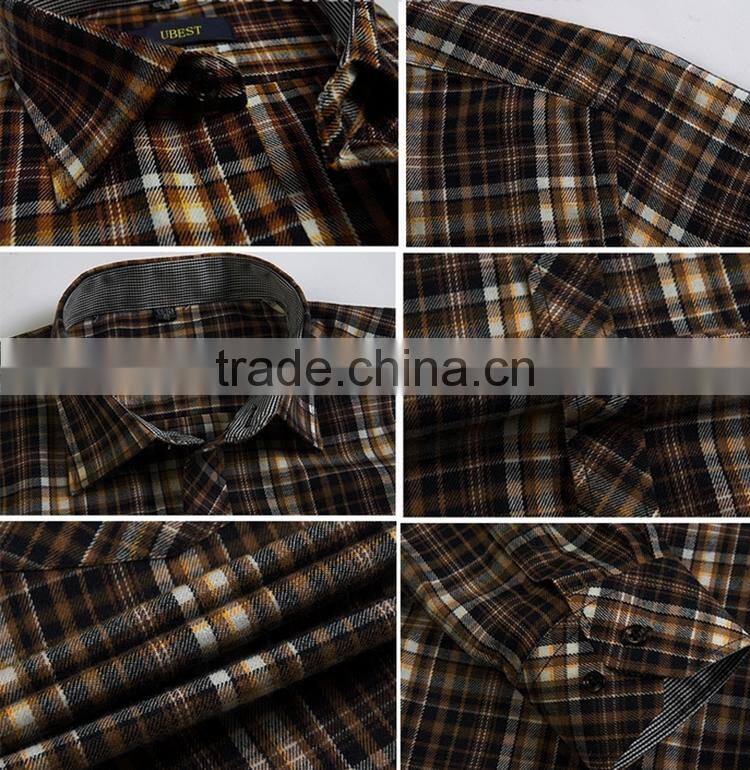 cotton long sleeve plaid thick mens shirts