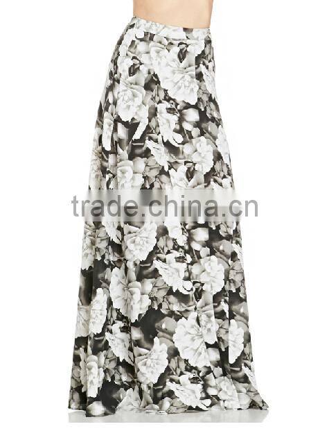 Floral printed wide leg maxi pants for middle age woman