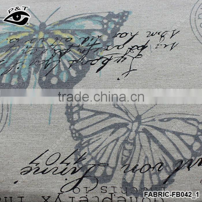 100% Linen Fabri Cotton Fabric Wholesale Fabric Butterfly Printed for Home Textile Curtain fabric
