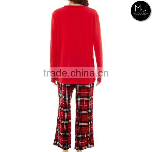 Factory small minimum plaid pattern Christmas pajamas women wholesale